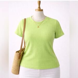 XXL Lime Green CrewNeck Tee Vibrant NWOT Plus Casual Basics Spring Break Bright